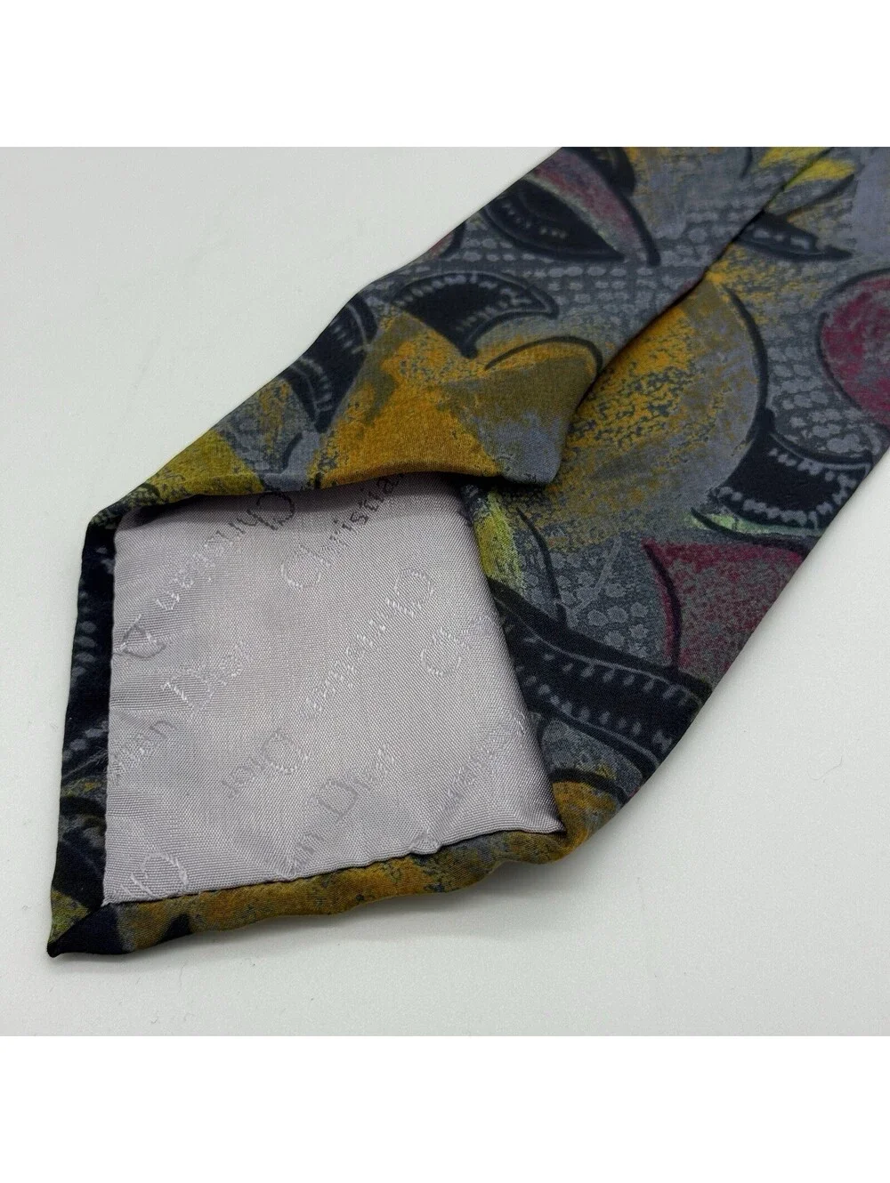 Vintage Christian Dior Monsieur Abstract Floral Silk Necktie Canada Made Luxury